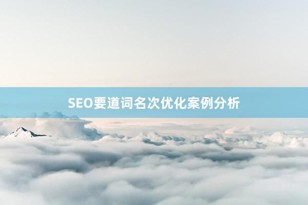 SEO要道词名次优化案例分析